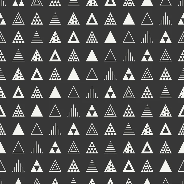 Línea geométrica monocromo patrón inconsútil hipster abstracto con triángulo. Papel de envolver. Papel de libro de recortes. Baldosas. Ilustración vectorial. Antecedentes Textura gráfica para su diseño, papel pintado . — Vector de stock