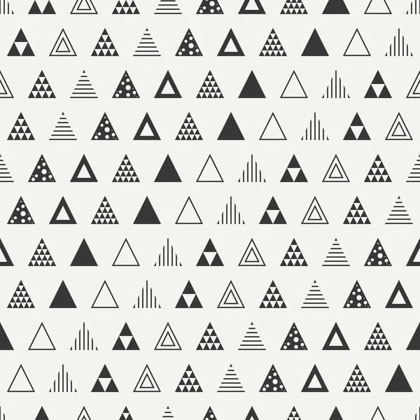 Línea geométrica monocromo patrón inconsútil hipster abstracto con triángulo. Papel de envolver. Papel de libro de recortes. Baldosas. Ilustración vectorial. Antecedentes Textura gráfica para su diseño, papel pintado . — Vector de stock