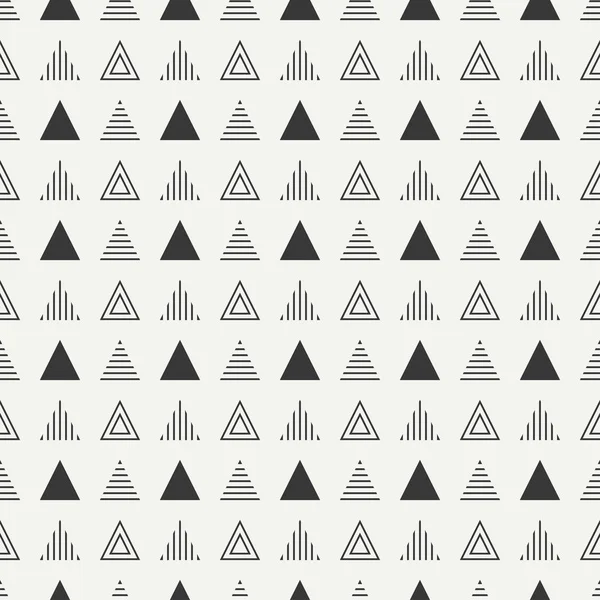 Línea geométrica monocromo patrón inconsútil hipster abstracto con triángulo. Papel de envolver. Scrapbook. Impresión. Ilustración vectorial. Antecedentes Textura gráfica para su diseño, papel pintado . — Archivo Imágenes Vectoriales