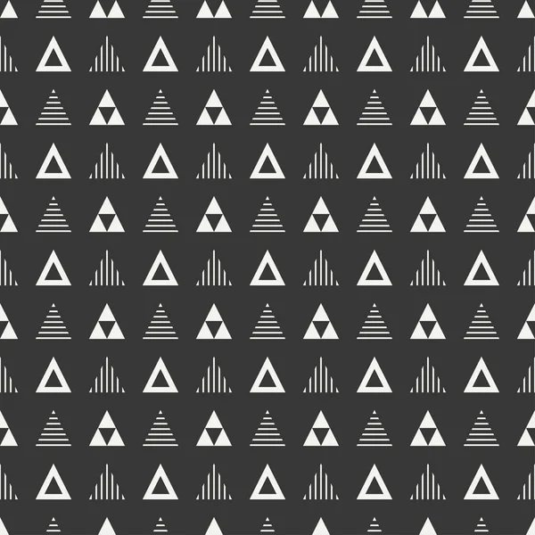 Geometrische Linie monochrom abstrakte Hipster nahtlose Muster mit Dreieck. Geschenkpapier. Sammelalbum. Druck. Vektorillustration. Hintergrund. grafische Textur für Ihr Design, Tapete. — Stockvektor