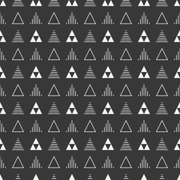 Línea geométrica monocromo patrón inconsútil hipster abstracto con triángulo. Papel de envolver. Scrapbook. Impresión. Ilustración vectorial. Antecedentes Textura gráfica para su diseño, papel pintado . — Vector de stock