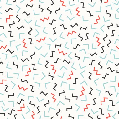 Retro memphis geometrik çizgi kesintisiz desenleri şekillendiriyor. Hippi moda 80-90'lı yılların. Soyut karmakarışık dokular. Siyah ve beyaz. Zikzak çizgiler. Memphis tarzı için yazdırma, Web sitesi, kumaş tasarımı, afişi.