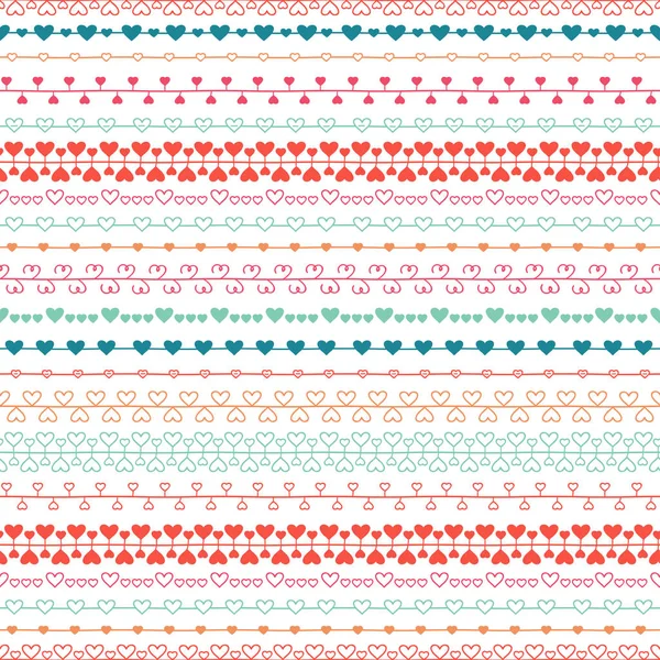 Hand drawn romantic seamless pattern with hearts. Valentine day vintage romantic pattern. Vector illustration. Doodles. Background. Wrapping paper. Print. Graphic texture for design wallpaper. — Stock Vector