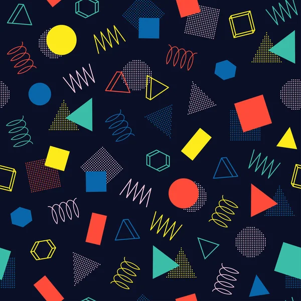 Retro memphis geometrische lijn vormen naadloze patronen. Hipster fashion 80-90s. Abstracte wirwar texturen. Zwart-wit. Zigzag lijnen. Driehoek. Memphis stijl voor afdrukken, website, design, poster. — Stockvector