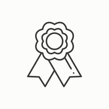 Kurdele ile altın madalya Ödülü. Kazanan çizgi ince ikon. Liderlik şampiyon başarı birincilik. 1. sıra. Vektör illüstrasyon izole. Doğrusal düz tasarım. Başarı sembolleri. İtiraz ediyorum. İşareti. Rozet