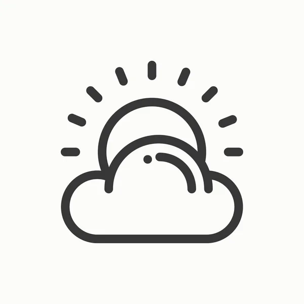 Sun, cloud line simple icon. Weather symbols. Meteorology. Forecast design element. Template for mobile app, web and widgets. Vector linear icon. Isolated illustration. Flat sunlight, sign. Logo. — Stock Vector