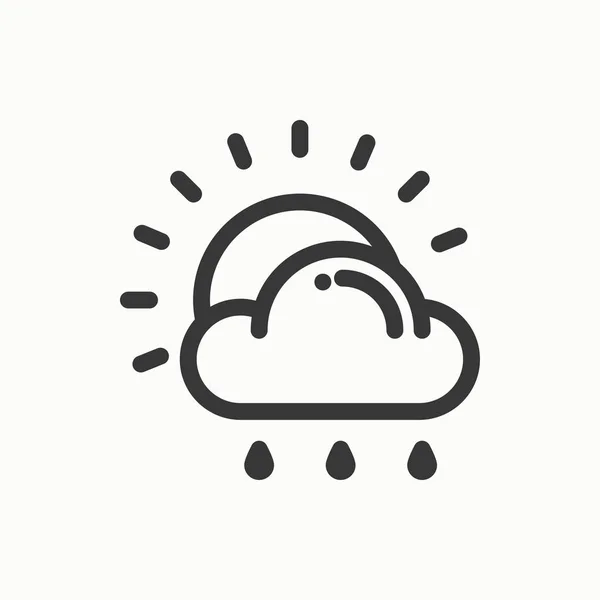 Sun, cloud, rain line simple icon. Weather symbols. Meteorology. Forecast design element. Template for mobile app, web and widgets. Vector linear icon. Isolated illustration. Flat sunlight, sign. Logo — Stock Vector