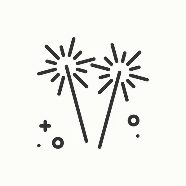 Sparkler, pictogram van Bengalen brand. Partij viering verjaardag vakantie gebeurtenis carnaval feestelijke. Dunne lijn party basiselement icoon. Vector eenvoudige lineaire ontwerp. Illustratie. Symbolen. Felicitatie — Stockvector