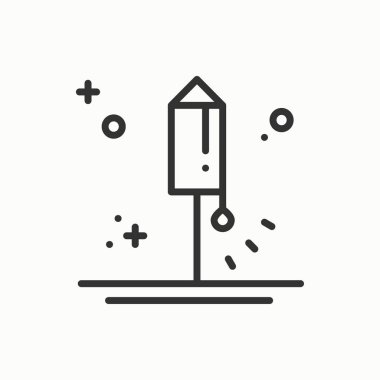 Havai fişek banger fişek Selam simgesi. Parti kutlama doğum günü tatil olay karnaval şenlikli. İnce çizgi parti öğesi simgesi. Vektör basit doğrusal tasarımı. Resimde. Sembolleri. Kutlama