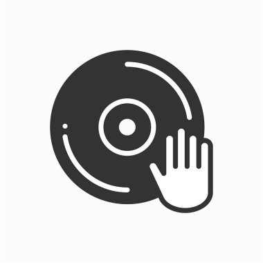 DJ disk jokey pikap simgesi. Vinil plak disko dans gece kulübü. Parti kutlama doğum günü tatil olay karnaval şenlikli. Satırı parti öğesi simgesi. Vektör Lineer tasarım. Resimde. Sembolleri