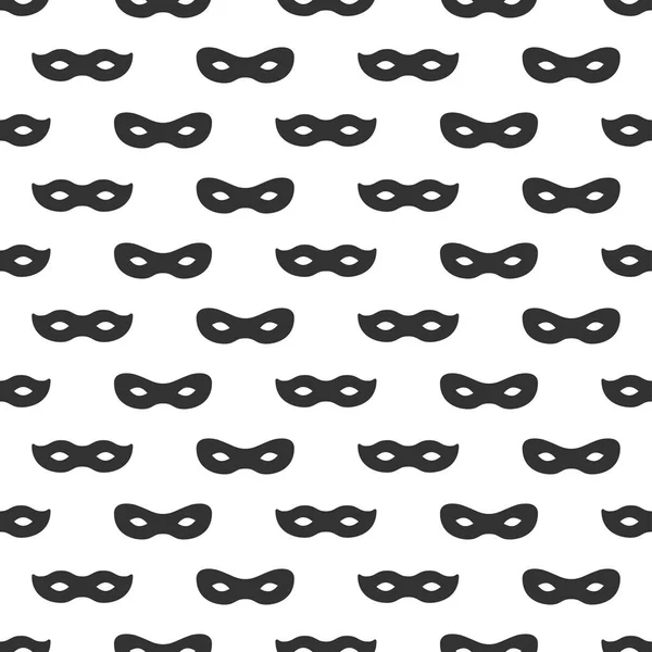 Seamless pattern with mask. Black and white carnival simple design. Superhero mask. Traditional venetian festive carnival icon. Masquerade. Vector illustration. Background. Texture. Symbols pictogram — Stock Vector