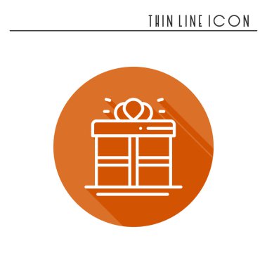 Hediye kutusu ile kurdele simgesi. Mevcut, giftbox. Parti kutlama doğum günü tatil olay karnaval şenlikli. Satırı parti öğesi simgesi. Vektör basit doğrusal tasarımı. Resimde. Sembolleri. Kutlama.