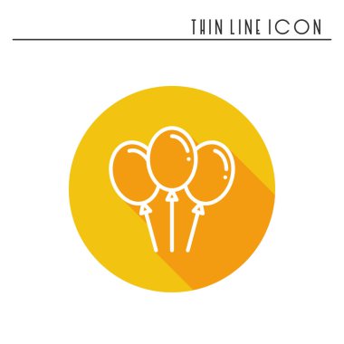 Balon, hava balon simgesi. Parti kutlama, doğum günü, özel günler, olay, karnaval şenlikli. İnce çizgi parti öğesi simgesi. Vektör basit doğrusal tasarımı. Resimde. Sembolleri.
