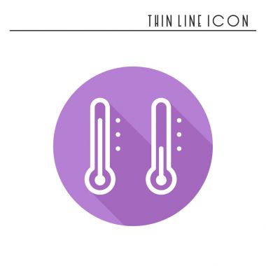 Termometre satırı basit simgesi. Hava sembolleri. Meteoroloji. Tasarım öğesi tahmin. Mobil uygulaması, web ve aletler için şablon. Vektör stil doğrusal simgesi. İzole illüstrasyon. Düz iz yok. Anahat logosu