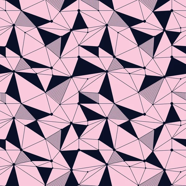 Геометрическая линия хипстера бесшовная картина с треугольником, точка. Сетчатая абстрактная линейная сетка. Ретро альбом. Векторная иллюстрация. Мемфис формирует фон. Абстрактная смесь графической текстуры . — стоковый вектор