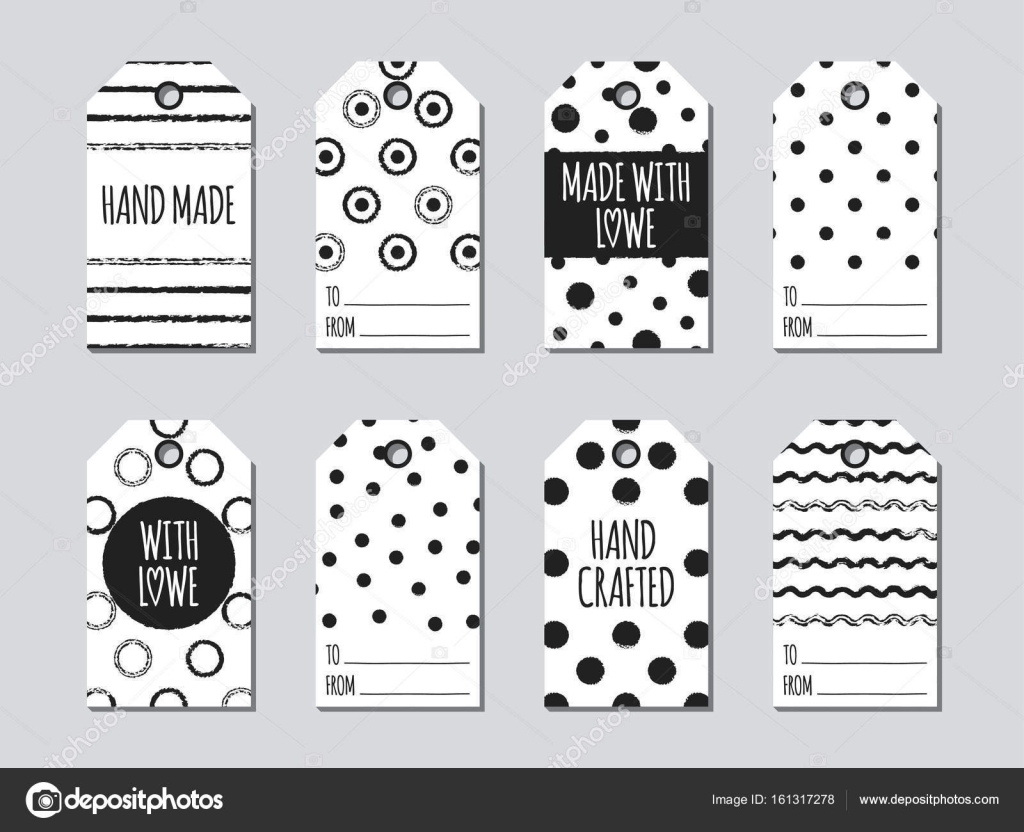 gift tags and cards set with hand drawn elements collection of