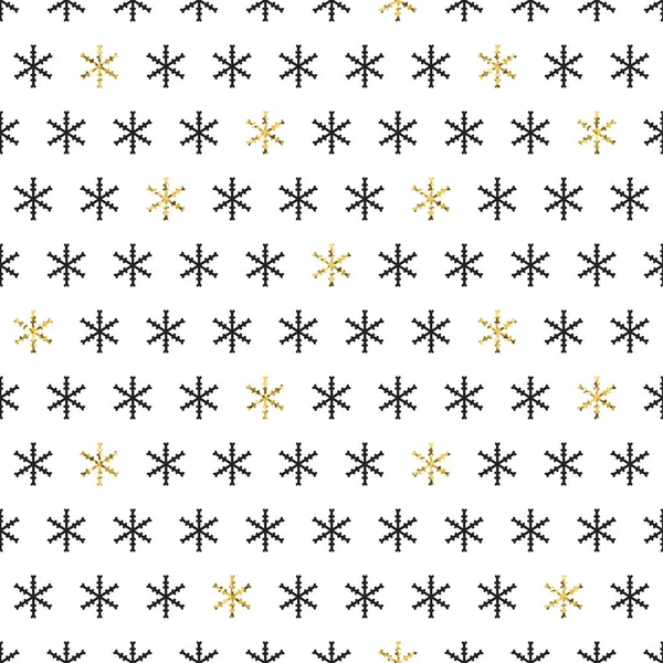 Golden snowflakes on white background. Merry Christmas holiday and Happy New Year celebration. Season abstract seamless pattern. Vector illustration. Winter theme. Wrapping snowflakes decoration. — Stock Vector