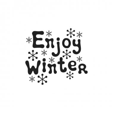 Kış keyfini çıkarın. Noel hat ifade. Yazı fırça mevsim el yazısı. Xmas ifade. Elle çizilmiş tasarım öğesi. İyi Bayramlar. Tebrik kartı metin. Noel hat.