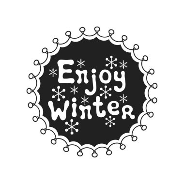 Kış hat ifade tadını çıkarın. Yazı fırça mevsim el yazısı. Xmas ifade. Elle çizilmiş öğe. Tatil. Tebrik kartı metin. Noel hat. Etiket rozet etiket. Noel ve yeni yıl.