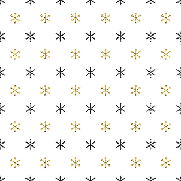 Рождество Новый год бесшовный узор со снежинками. Отдых. Золотые снежинки. Рождество зимнее украшение. Золотая текстура. Ручной рисунок вектора. Снег. Упаковка подарочной бумаги . — стоковый вектор