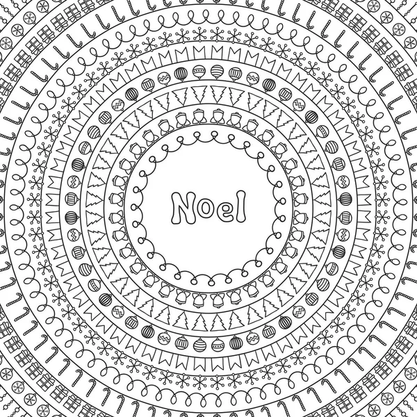 Noel kaart. Groet 2018 kerst briefkaart. Hand getekende lijnrand en frame. Kalligrafie zin. Handgeschreven seizoen belettering. Wintervakantie. Trendy doodle stijl. Nieuwjaar penselen ontwerpen. — Stockvector