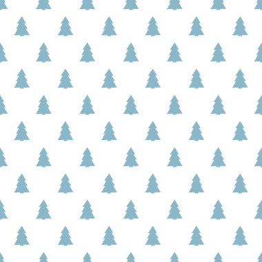 Yılbaşı yeni yıl Noel ağacı ile seamless modeli. Tatil arka plan. Noel ağacı. Xmas kış trendi mavi dekorasyon. Festival doku. El vektör çizim çekilmiş. Hediye kağıt ambalaj.