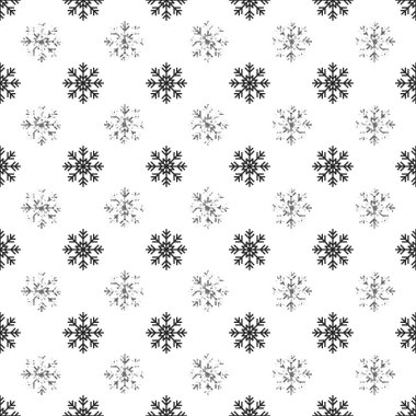 Noel Yılbaşı kar taneleri ile seamless modeli. Tatil arka plan. Gümüş kar tanesi. Xmas kış dekorasyonu. Gümüş doku. El vektör çizim çekilmiş. Kar desen. Hediye kağıt ambalaj.