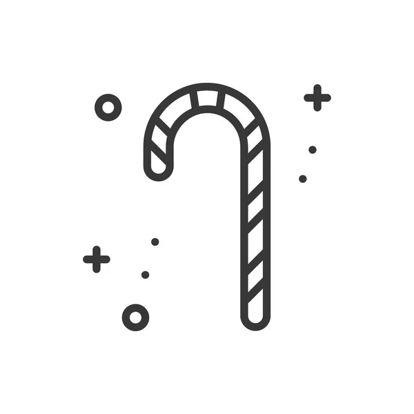 Kerst candy cane dunne lijn pictogram. Nieuwjaar viering overzicht ingericht pictogram. Xmas winter element. Vector eenvoudig plat lineaire ontwerp. Afbeelding van het logo. Silhouet symbolen. Riet van het suikergoed. — Stockvector