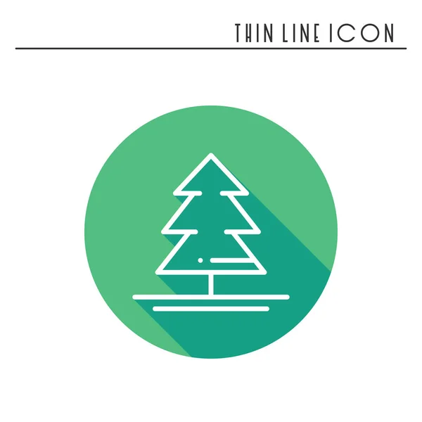 Christmas tree thin line icon. Spruce fir. New Year celebration outline decorated pictogram. Xmas winter element. Vector simple flat linear design. Logo illustration. Silhouette symbols. — Stock Vector