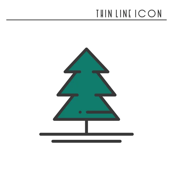Christmas tree thin line icon. Spruce fir. New Year celebration outline decorated pictogram. Xmas winter element. Vector simple flat linear design. Logo illustration. Silhouette symbols. — Stock Vector