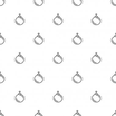 Noel Yılbaşı topu ile seamless modeli. Tatil arka plan. Noel ağacı oyuncak top. Xmas Kış moda dekorasyon. Festival doku. Çizgi vektör çizim. Hediye kağıt ambalaj.
