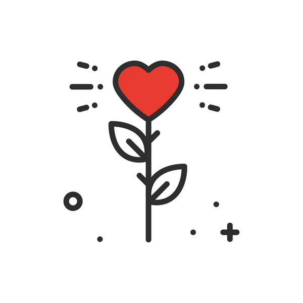 Flower heart line icon. Love sign and symbol. Love garden gardening flower romantic tattoo theme. — Stock Vector