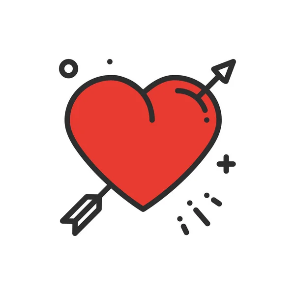 Ligne d'amour flèche coeur icône. Bonne Saint-Valentin signe et symbole. Amour, couple, relation, sortir ensemble, mariage, vacances, amour romantique tatouage thème . — Image vectorielle