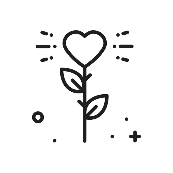 Icono de línea de corazón flor. Signo de amor y símbolo. Amor jardín jardinería flor romántico tatuaje tema . — Vector de stock
