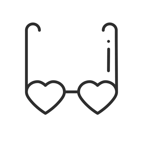 Heart shaped glasses line icon. Retro sunglasses with red hearts. Happy Valentine day sign and symbol. Heart shape. Love, couple, relationship, holiday, romantic amour theme. — Stock Vector