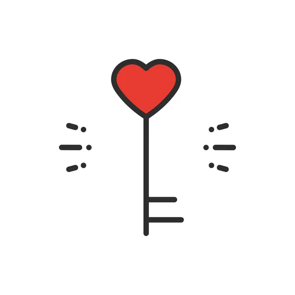 Icono de línea clave. Forma de corazón. Feliz San Valentín signo y símbolo. Amor pareja relación citas boda tema del día . — Vector de stock