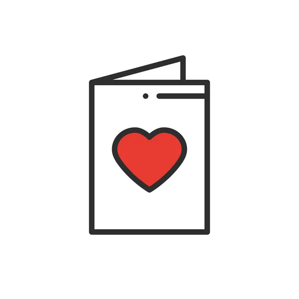 Postkartenzeilensymbol. glücklicher Valentinstag Zeichen und Symbol. Liebe Paar Beziehung aus Hochzeitstag Einladung Thema. Herzform. Liebesbrief. — Stockvektor