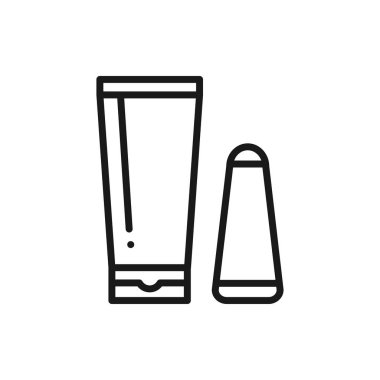 Depilatory krem satırı simgesi. Saç kaldırma yöntemi. Epilasyon. Uygulamak için krem ve spatula sıyırıcı.