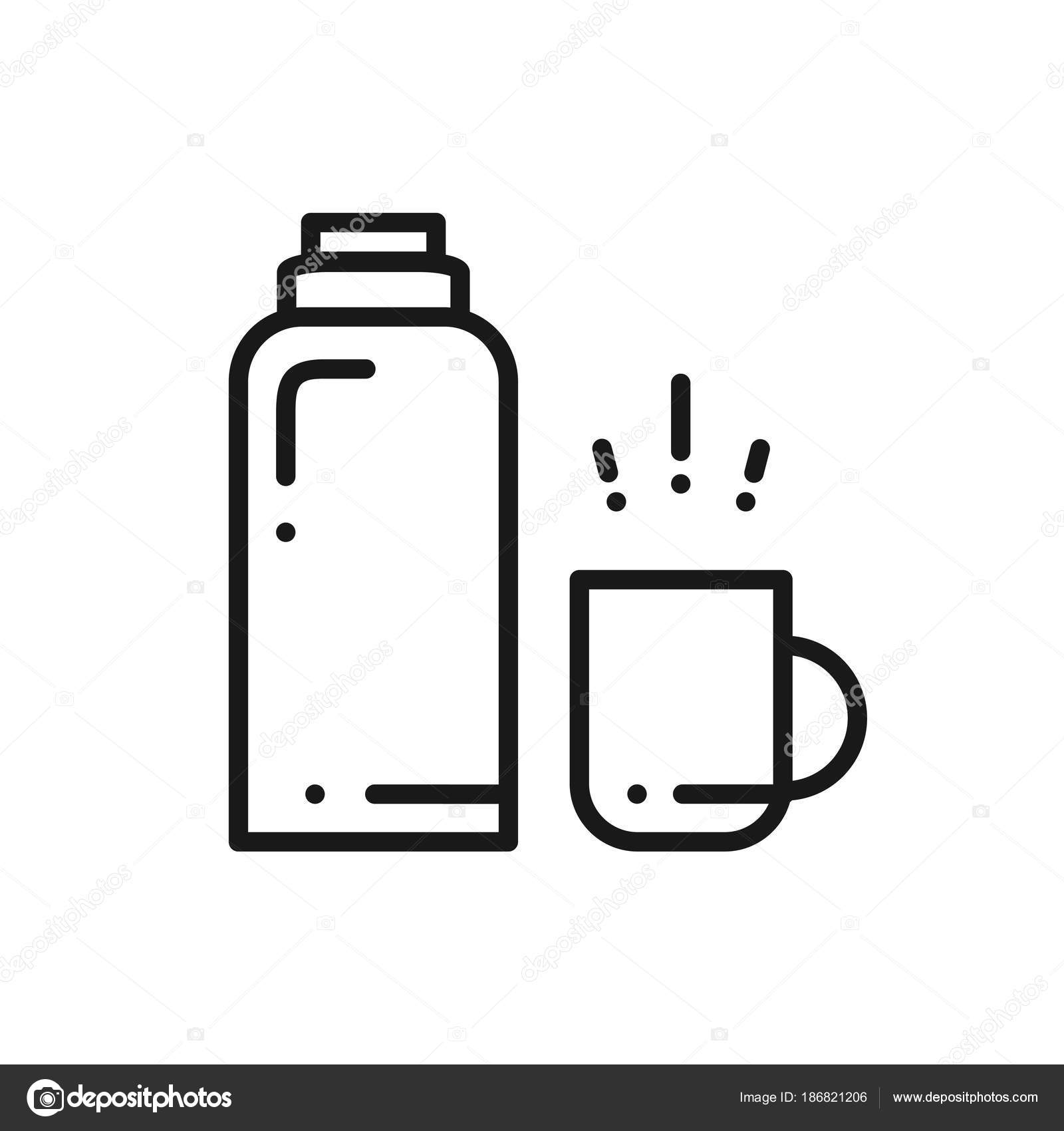 thermos icon from camping collection. Thin linear thermos, tourism, fire  outline icon isolated on white background. Line vector thermos sign, symbol  Stock Vector