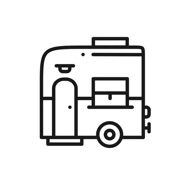 Icône mobile de ligne de remorque. Camping caravane remorque Accueil . — Image vectorielle