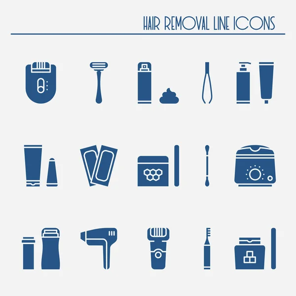Hair removal methods silhouette icons set. Shaving sugaring laser waxing epilation depilation tweezing. — Stock Vector