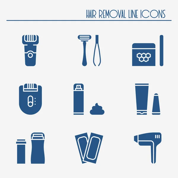 Hair removal methods silhouette icons set. Shaving sugaring laser waxing epilation depilation tweezing. — Stock Vector