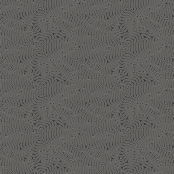 Fundo orgânico com linhas arredondadas. Reação de difusão sem costura padrão. Design linear com formas biológicas. Ilustração vetorial abstrata em preto e branco . — Vetor de Stock