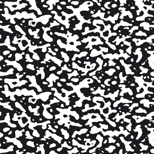 Abstracte organische vloeistof naadloos patroon. Onregelmatige diffusiereactie. Achtergrond met organische afgeronde vormen. Vector illustratie in zwart-wit. — Stockvector