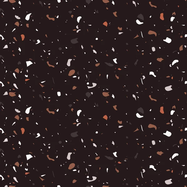 Terrazzo upprepar sömlöst mönster. Konsistens bestående av natursten, glas, kvarts, betong, marmor, kvarts. Klassisk italiensk typ av golv. Bakgrundskonsistens. Marmordesign. Vektorillustration. — Stock vektor