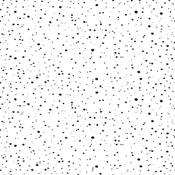 Naadloos patroon met kleine zwarte stippen. Willekeurig gedumpte plekken. Minimalistische stippen achtergrond. Zwarte en witte vector textuur. — Stockvector