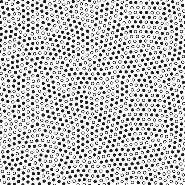 Pola mulus dengan lingkaran hitam kecil. Titik-titik minimal latar belakang. Tekstur vektor hitam dan putih . - Stok Vektor