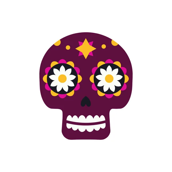 Μεξικάνικο κρανίο ζάχαρης για το εορταστικό πάρτι του Ντία Ντε Λος Μουέρτος. Παραδοσιακό μεξικάνικο σχέδιο Απόκριες για την Ημέρα των Νεκρών. Διακόσμηση από το Μεξικό. — Διανυσματικό Αρχείο