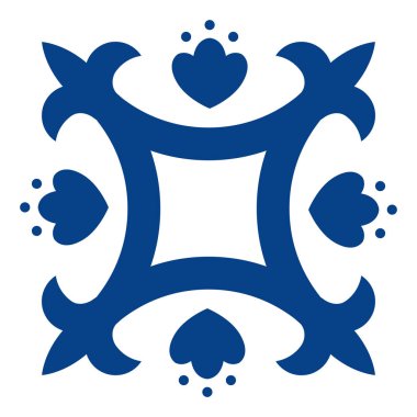 Meksika Talavera fayans deseni. Puebla 'dan klasik mavi ve beyaz süslemeler. Çiçekli ve yapraklı seramik kompozisyon. Meksika 'dan halk sanatı tasarımı.