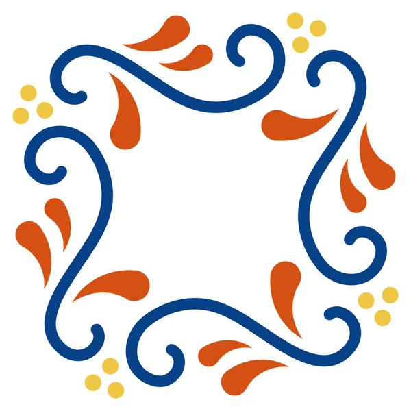 Padrão de azulejo talavera mexicano. Ornamento em estilo tradicional de Puebla em fundo branco. Telha cerâmica floral com ponto e folhas. Design de arte popular do México . — Vetor de Stock